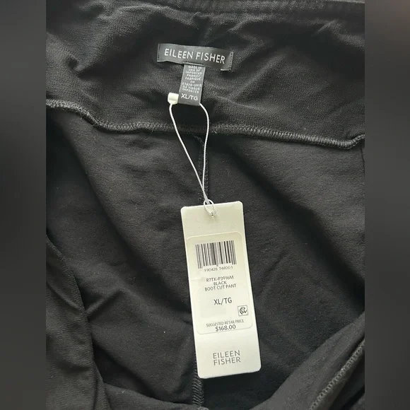 Eileen Fisher Washable Stretch Crepe Bootcut Pant in Black - Picture 4 of 4